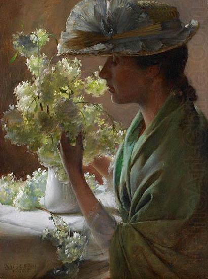 Charles Courtney Curran Lady with a Bouquet china oil painting image